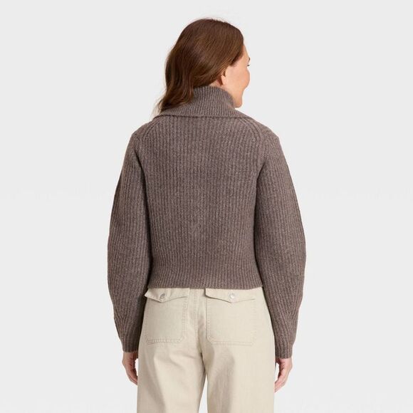 Universal Thread - Women's Full Zip Cardigan - Universal Thread Brown Brown - Picture 2 of 3